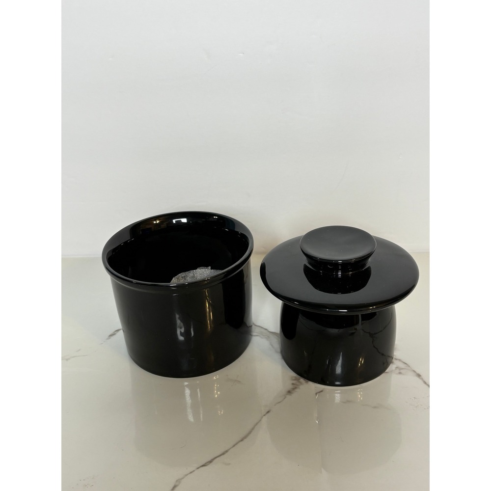 Urban Cupboard Ceramic Butter Keeper Black French Butter Crock 2 PC New - Picture 3 of 7
